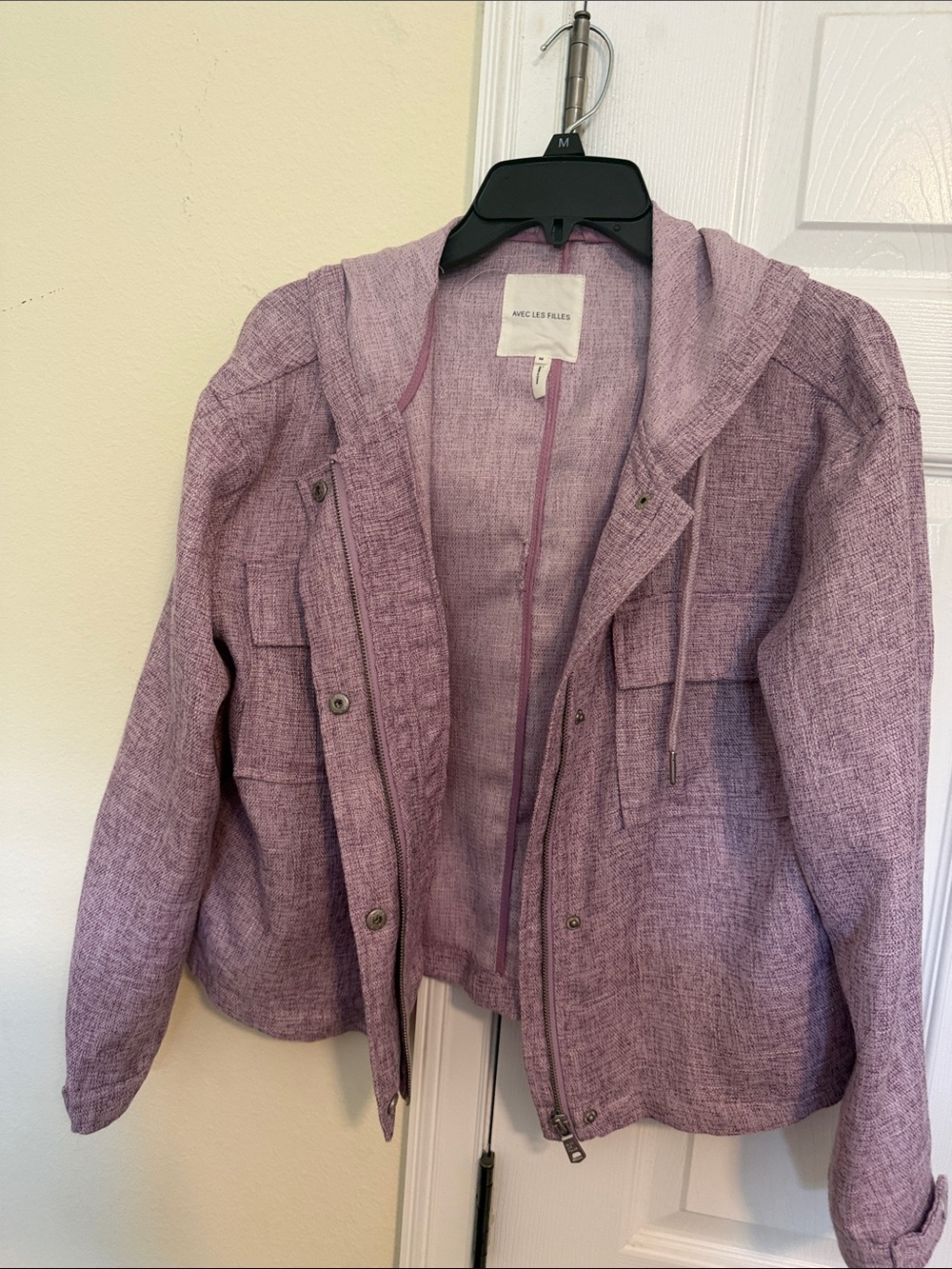 Avec Les Filles Light Purple Hooded Utility Jacket